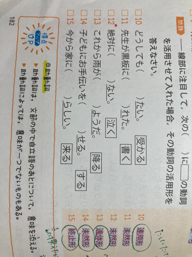 13番と15番で、どちらもカッコの中で言い換えた時に言い切りの形になるのに連体形と終止形になるのは何故ですか？教えていただきたいです。