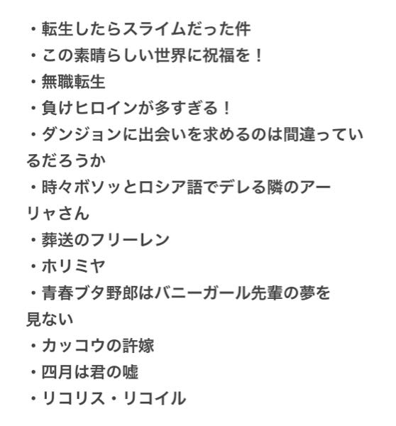 この中のアニメで頭を空っぽにして見れる（なにも考えなくていい）アニメを教えてください！