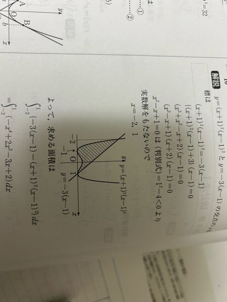 至急！ 車線部分の面積を求める時6分の1公式は使えないのですか？ ふたつの関数があってそのふたつの関数で囲まれる面積を求める時、交点が積分区分て当たるのなら6分の1公式を使えるのではなかったのでしょうか？