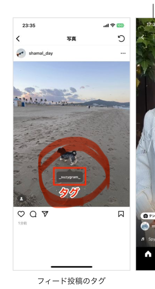 インスタの投稿の写真の中にアカウントをメンションすることは可能ですが、 他の人の投稿の写真内のメンションを見ることができません、写真をタップしても音楽が流れて、2回押してもハートがつくだけでメンションされたアカウントが出てきません。 写真内のどこになんのアカウントがメンションされてるかわからないためこまってます。 表示方法を教えてください