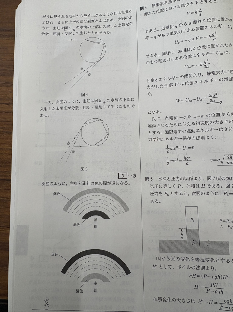 主虹は赤が上なのになぜ図4の反射の仕方が答えになっているのですか