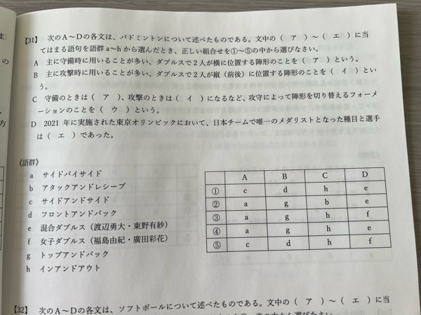 バドミントン部の方！この問題教えて欲しいです！