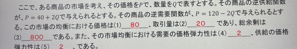 緊急 この問題の価格弾性力のところがいまいちわかりません。なぜ2になるのか教えてほしいです。