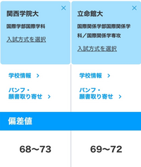 大学について質問です立命館大学国際関係学部国際関係学科関西学院 