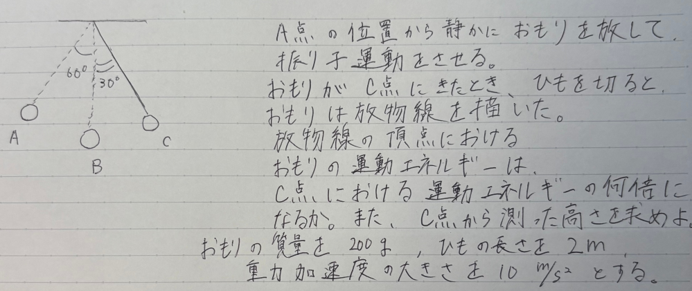 この物理の問題を解説していただきたいです。