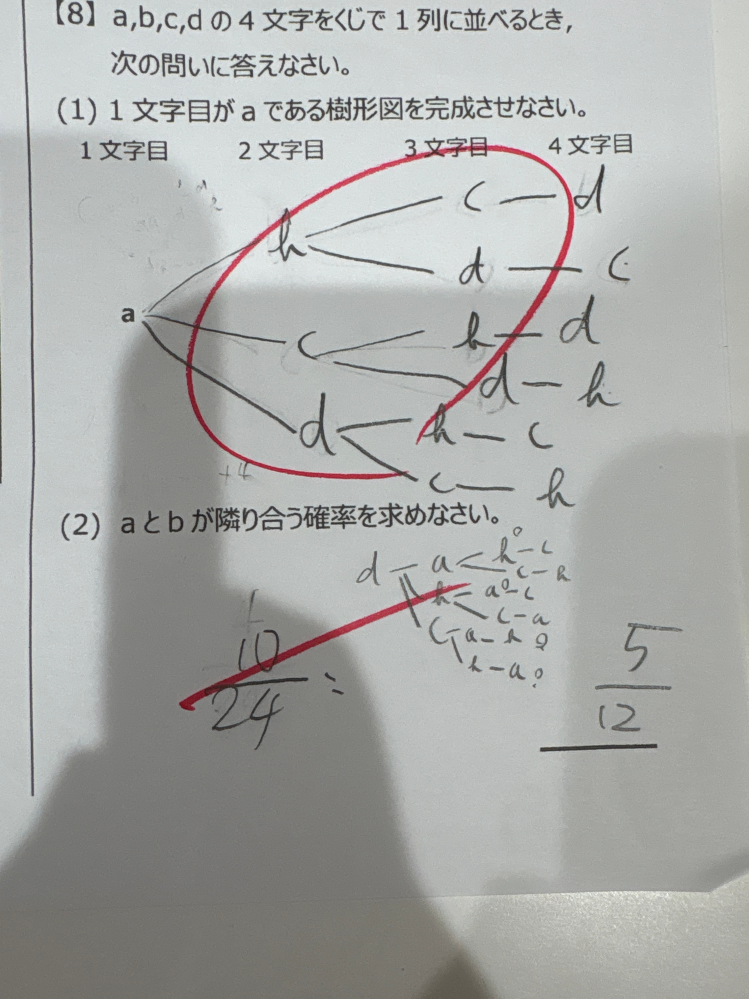 至急お願いします。中学数学の質問です。（2）がわかりません。解説お願いします。