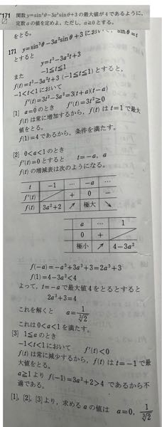 なぜa＝0、0<a <1、1≦aで分けているのかわかりません