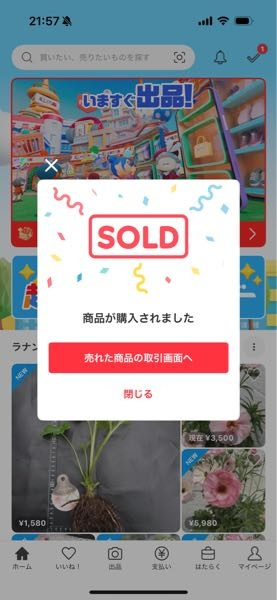 メルカリで、購入されてないのに、こちらの表示が出る時があるんですが