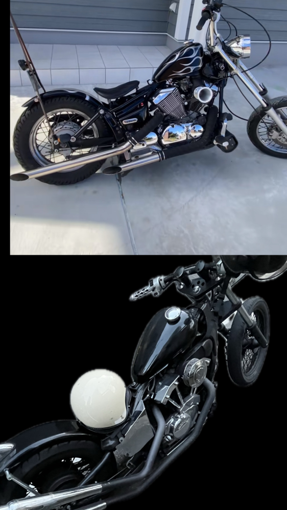 バイクカスタムについて質問です。スティード400の写真下のバイクから