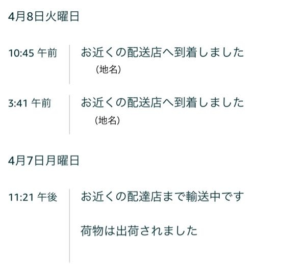 多様な Amazonで本日到着予定の荷物が2つあります。この場合本当に 小物
