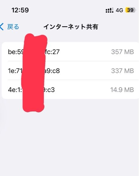 至急 モバイルネットワークの使用量についてです。 自分は、自分の ipad 1台にしか共有してないのですが、使用量を確認したら画像のようになっていました。 これは3台に共有したということでしょうか？