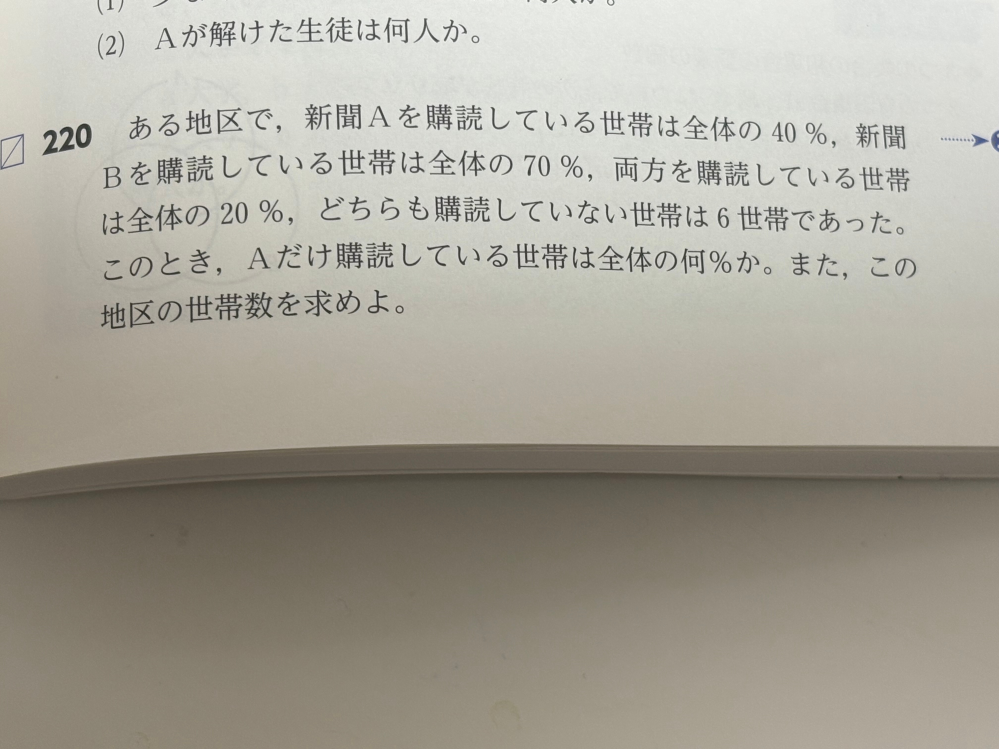 高校数学1の、集合の単元について質問です。画像の大問220の解