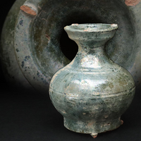 古美骨董】中華漢時代緑釉壺H14cmです。前漢時代の制作なの