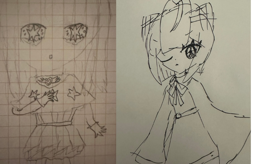 これって絵の成長早い方ですか？左の絵が2年前(小学五年生)の頃に(多分