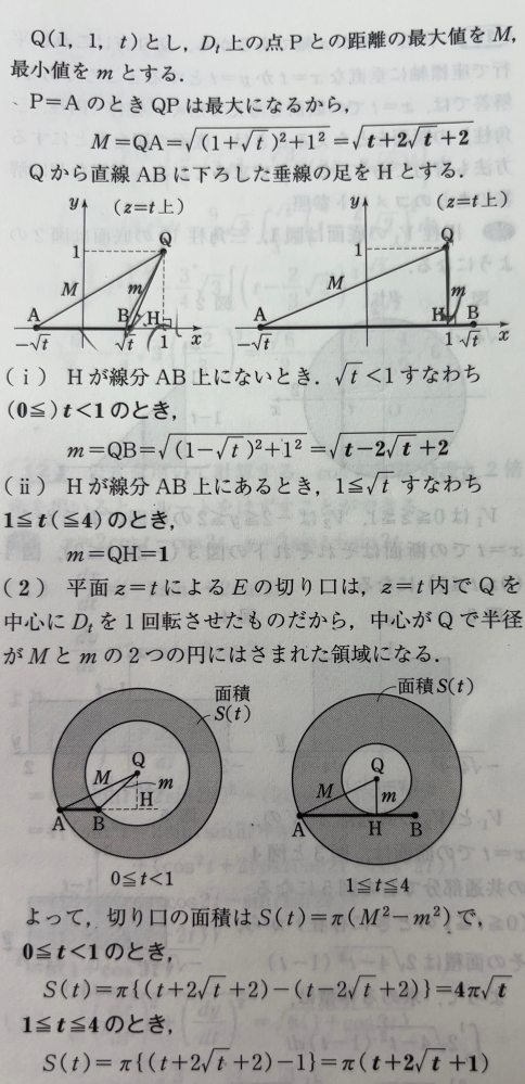 xyz空間内において、xy平面上で放物線z＝x^2と直線z＝4で囲まれる