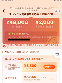 ♡ページ※ご本人様以外の購入お控え頂けますと幸いです Sheinで300円ほど注文したのですがこのような画面が出てき
