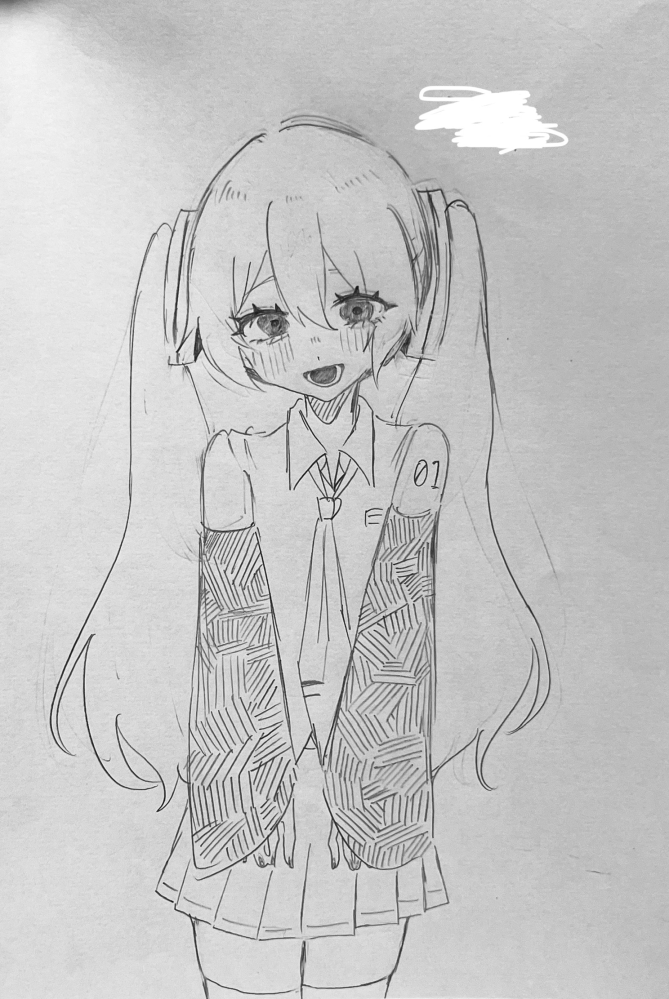 高校1年生です。初音ミク描きました。以下の4つを教えてください！①