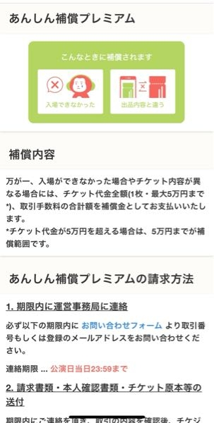 チケジャムで、安心パック、みたいなオプションがあって、それに入っ