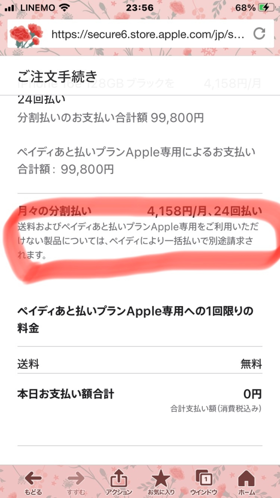 アップルストアでiPhoneを購入しようとしましたが、分割の支払いがペイ