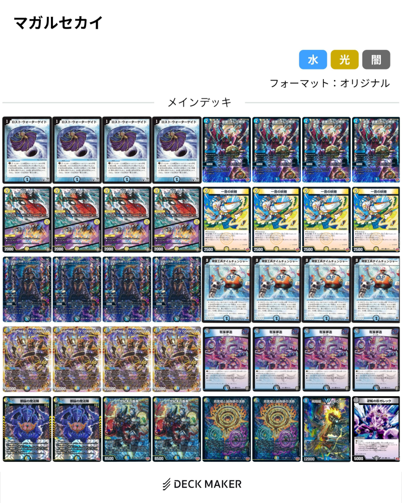 ドロマーコンプレックス(ペテンシー入り) デュエマについての質問です。最近cs優勝してたドロマーマガルセカイ