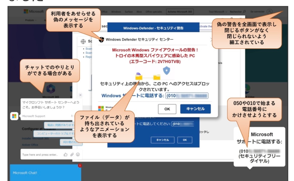 PC画面にウイルスに感染したと警告画面が表示されました。 わけがわからず「Windows サポートに電話する」と表示されている番号に電話したところオペレーターぽくない「もしもし‥」と言う応答だったためすぐ切り、そのあと直ぐにパソコンを強制シャットダウンしました。 詐欺であれば、この対応にどんな影響があるか、対処法等教えてください。 添付画像は遭遇した画面と同じ画像がネットで出ていたので添付しています。