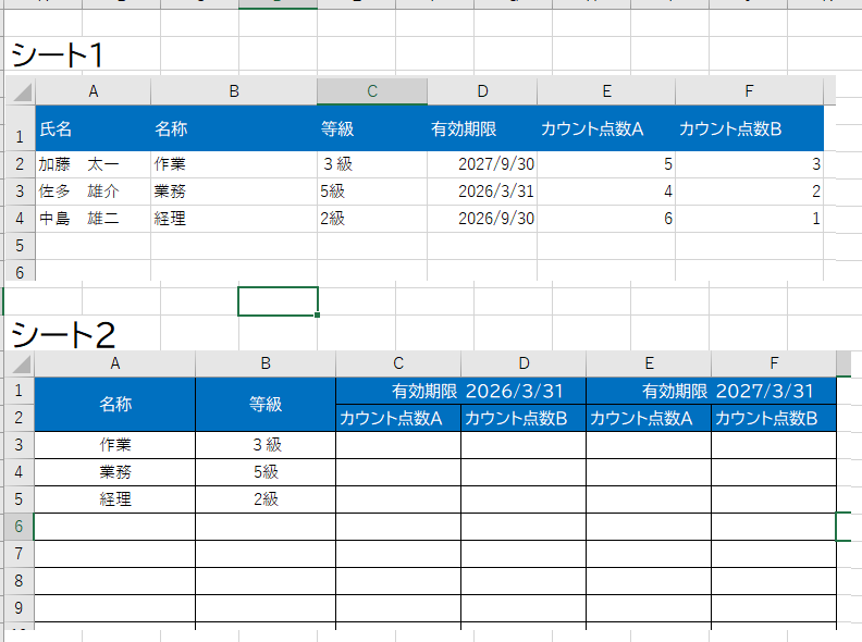 DECORATOR 他 1枚ずつ コメ欄参照 合計61枚 Excelについて質問です。シート1（画像1）のリストからシート2（画像