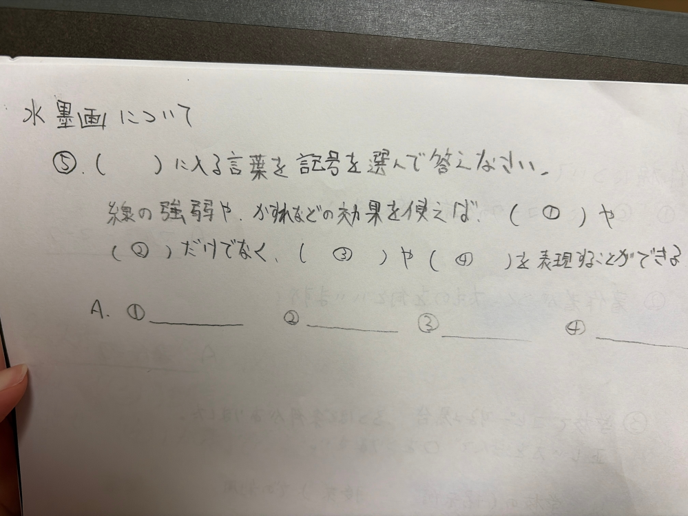 至急です。水墨画について教えてください。中学2年の美術です。穴