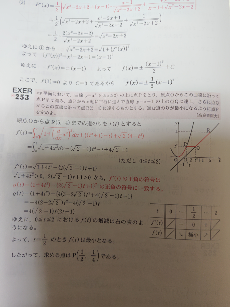 EXER253の解答の7行目ですけど、g(t)って何ですか？f'(t)だ