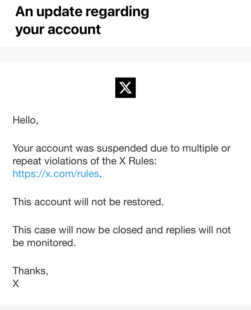 はじめてXのアカウント凍結が凍結しました。特に身に覚えがなく、異議