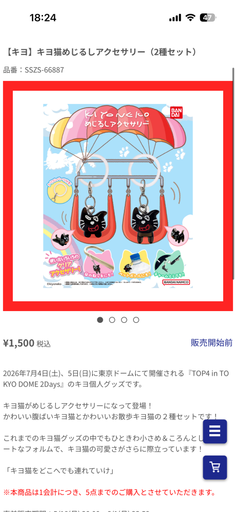 キヨ猫のめじるしアクセサリーについての質問です。東京ドームの