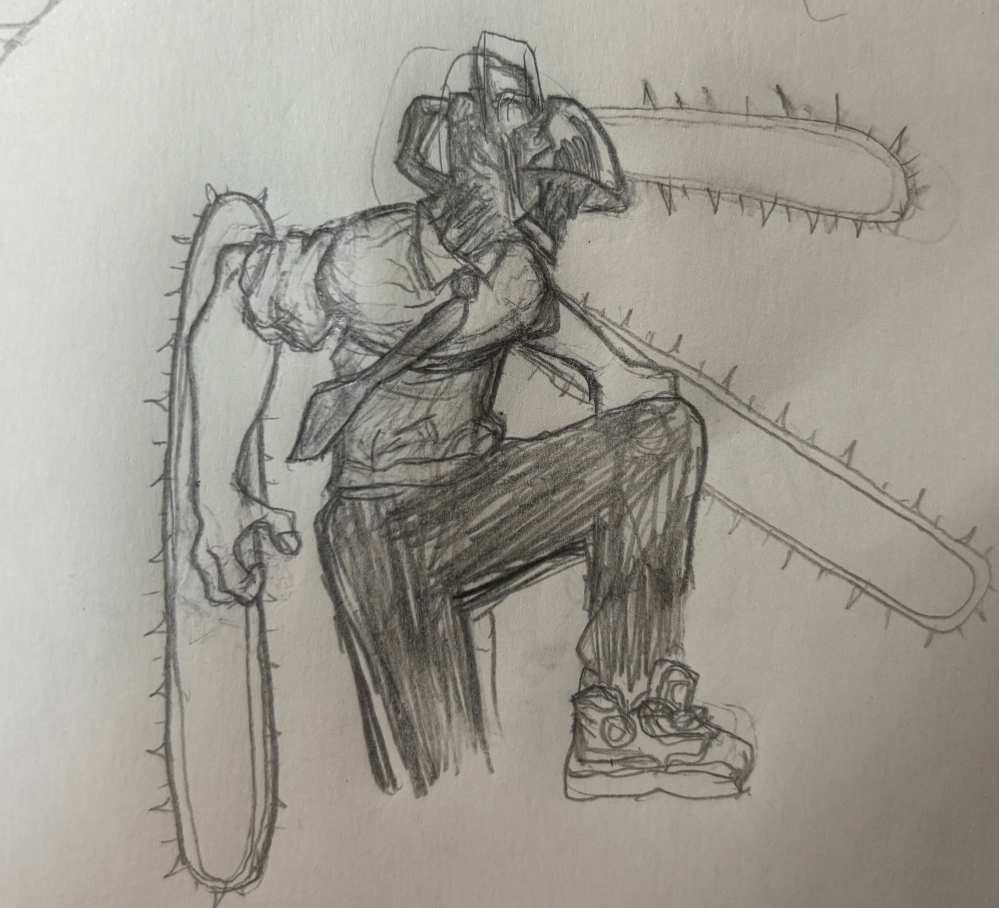 チェンソーマンの絵（模写）を描いてみたんですけど上手く描けません