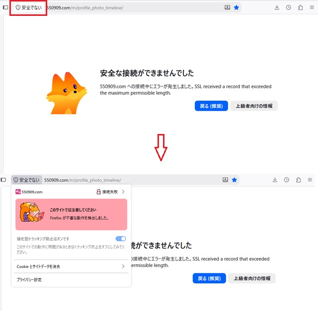 これまで普通に閲覧していたあるサイトが数日前から突然見れなくな