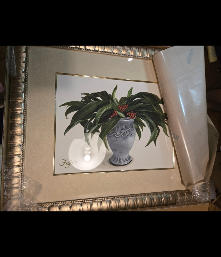 橋本不二子さん水彩画　額縁縦56.5センチ×横50.5センチ 画像の水彩画家の橋本不二子さんの作品の定価がいくらかわかるかたい