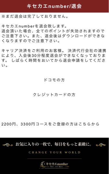タイムセール　※本日14時までに決済頂ける方のみ！ キセカエnumberというサイトの解約ができなくて困っています
