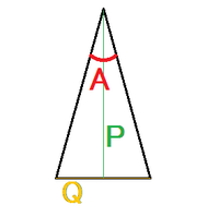 のような二等辺三角形の頂点aの角度から P Qを知る簡単な計 Yahoo 知恵袋