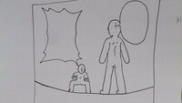 アナログ漫画 この構図の描き方教えてください 一応適当に棒人間描い Yahoo 知恵袋