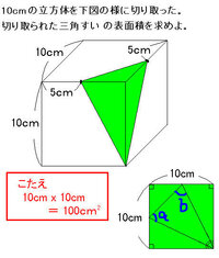 三角すいの展開図が正方形 小学校５年生の問題です 画像にある問題の展 Yahoo 知恵袋