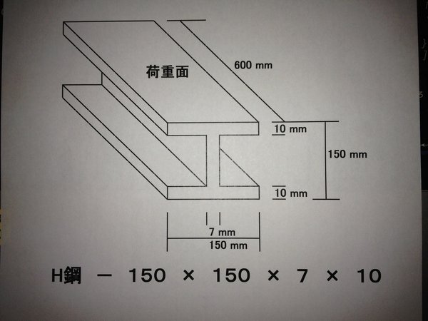 H鋼の耐荷重についてＨ鋼：１５０ｍｍ×１５０ｍｍ×７ｍｍ×１０ｍｍ（添付画... - Yahoo!知恵袋