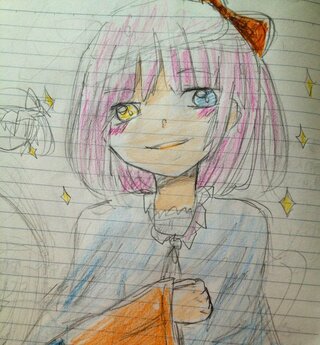 小学6年生です 色鉛筆でパッと思いついた女の子のキャラクターのイラストを描 Yahoo 知恵袋