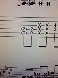 ギターのtab譜について質問なのです 数字が かっこで囲まれてる場合は ど Yahoo 知恵袋