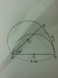右の図は Ab 6cmの半円を 点aを中心として45 回転移動させたもので Yahoo 知恵袋