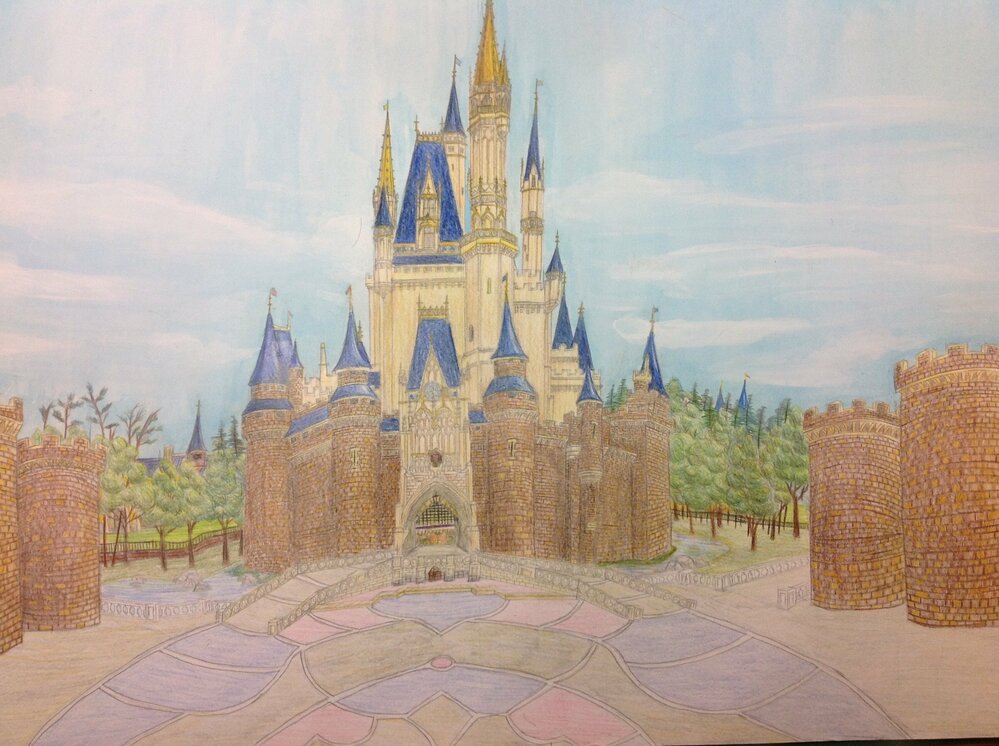 東京ディズニーランドのシンデレラ城の絵を描きました 評価をお願い Yahoo 知恵袋