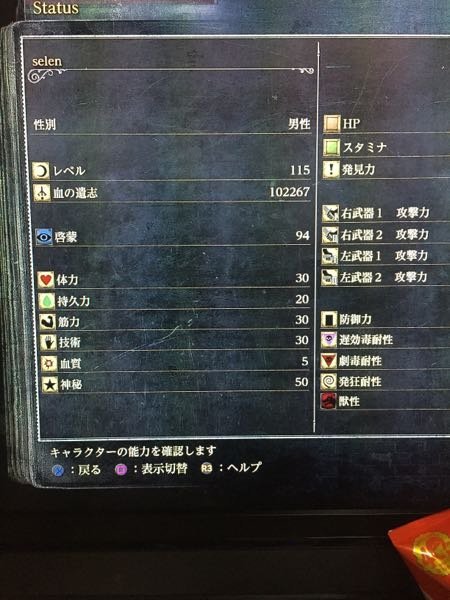 ブラッドボーンについて質問です 聖剣使いの神秘マンを目指してるんですけ Yahoo 知恵袋