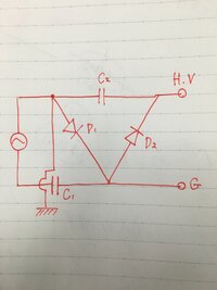これはコッククロフトウォルトン回路です 初めに 電流がダイオード Yahoo 知恵袋