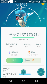 ポケモンgo ギャラドスの個体値 Cpが132 個体値計算機で調べた Yahoo 知恵袋