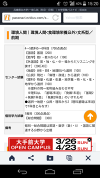 兵庫県立大学環境人間学部の受験科目について 国語 数学1a 世界 Yahoo 知恵袋