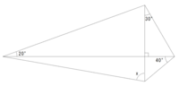 角度を求める問題です。

次の図で、∠xの大きさは何度になりますか？
簡単そうで意外と難しく困っております。 