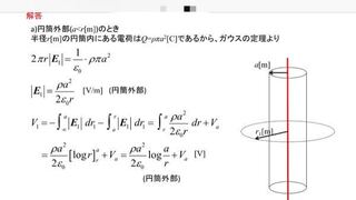 半径a M の無限長円筒の内部に単位体積当たりr C M3 の電荷が一様 Yahoo 知恵袋