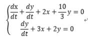 画像添付した連立微分方程式の解答解説お願いします 