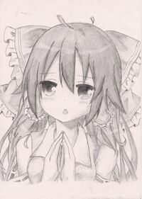 霊夢さんを描いてみました 評価おねがいします かわいいでしょうか Yahoo 知恵袋